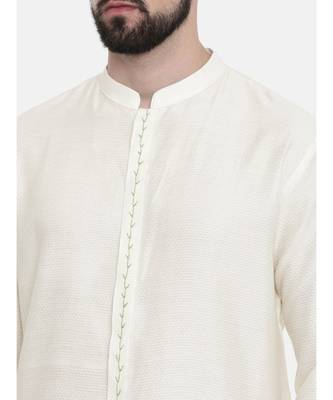 Mayank Modi Cream Silk Jacquard Embroidered Kurta Set 2
