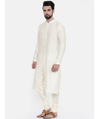 Mayank Modi Cream Silk Jacquard Embroidered Kurta Set 3
