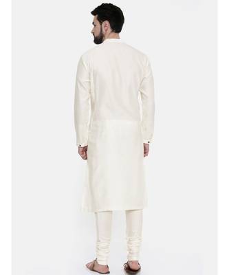 Mayank Modi Cream Silk Jacquard Embroidered Kurta Set 4