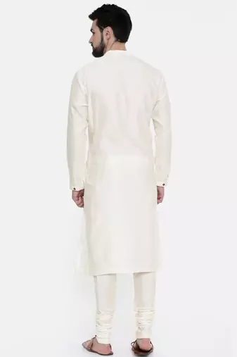 Mayank Modi Cream Silk Jacquard Embroidered Kurta Set