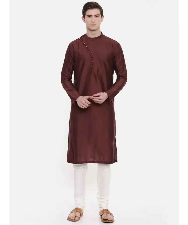 Mayank Modi Brown Silk Kurta Set