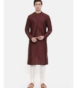 Mayank Modi Brown Silk Kurta Set