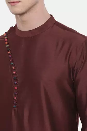 Mayank Modi Brown Silk Kurta Set