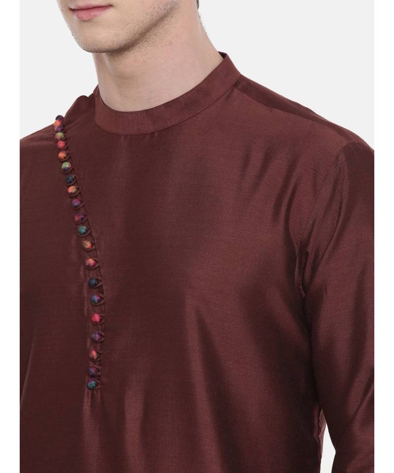 Mayank Modi Brown Silk Kurta Set