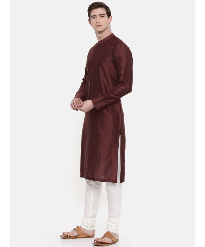 Mayank Modi Brown Silk Kurta Set