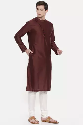 Mayank Modi Brown Silk Kurta Set