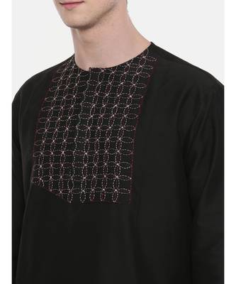 Mayank Modi Silk Black Embroidered Kurta Set 2