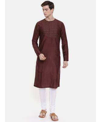 Mayank Modi Silk Brown Embroidered Kurta Set 1