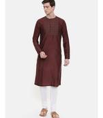 Mayank Modi Silk Brown Embroidered Kurta Set