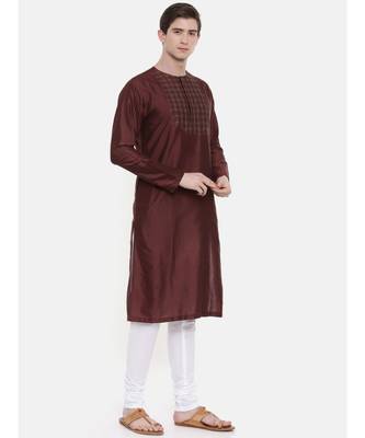 Mayank Modi Silk Brown Embroidered Kurta Set 4