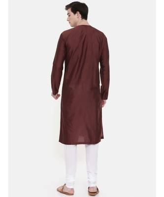 Mayank Modi Silk Brown Embroidered Kurta Set 5
