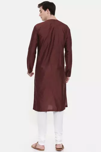 Mayank Modi Silk Brown Embroidered Kurta Set