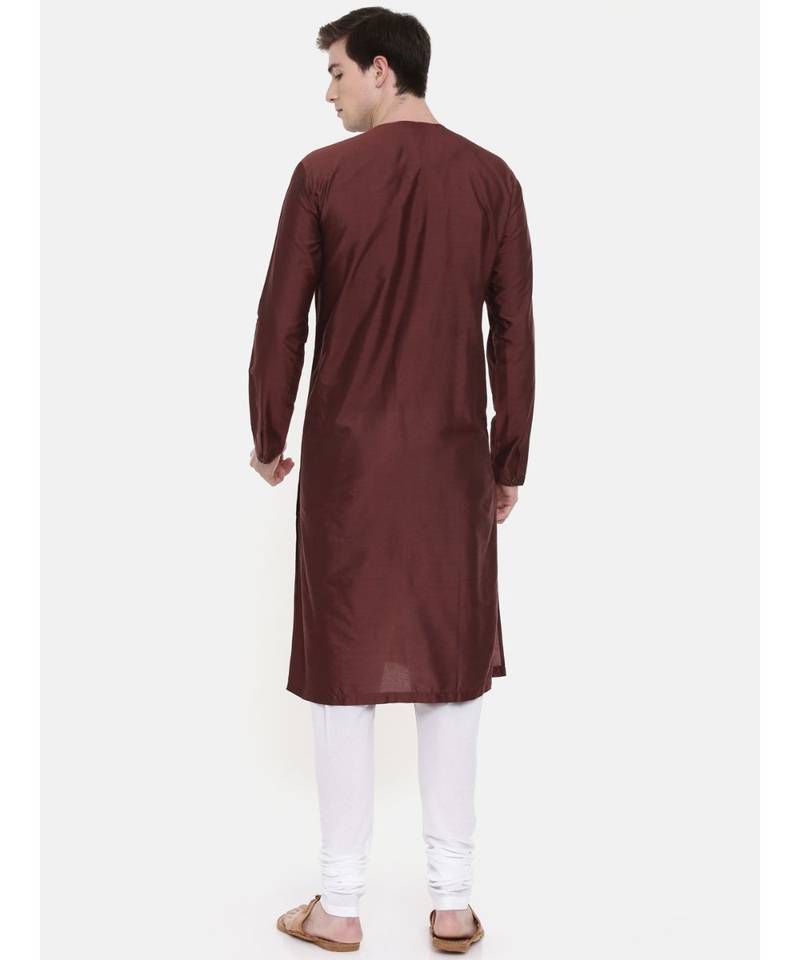 Mayank Modi Silk Brown Embroidered Kurta Set