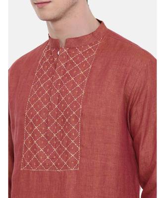 Mayank Modi Rust Orange Embroidered Kurta Set 2