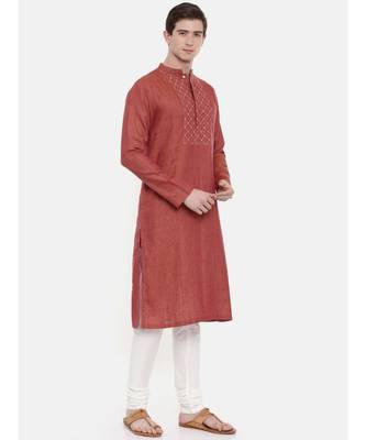 Mayank Modi Rust Orange Embroidered Kurta Set 4