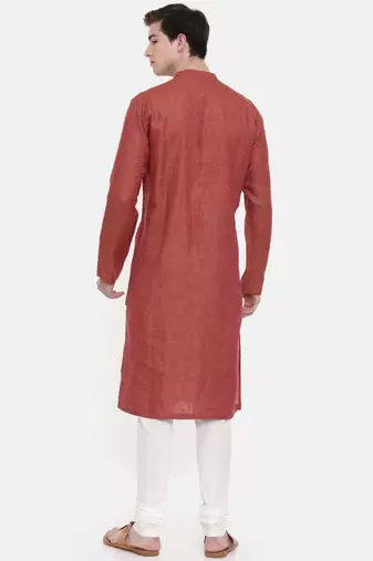 Mayank Modi Rust Orange Embroidered Kurta Set