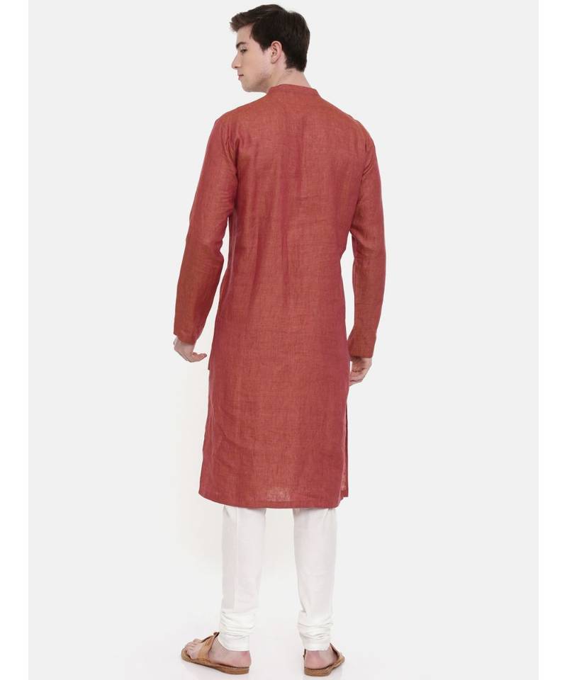 Mayank Modi Rust Orange Embroidered Kurta Set