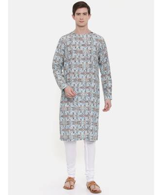 Mayank Modi Aqua Blue Printed Kurta Set 1