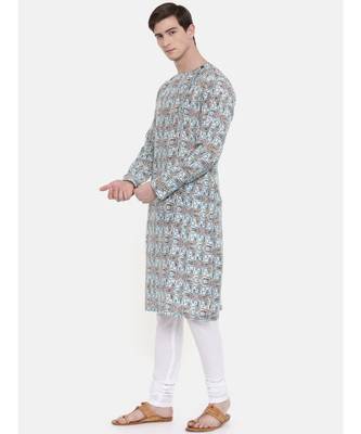 Mayank Modi Aqua Blue Printed Kurta Set 4