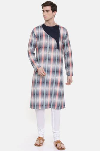 Mayank Modi Geometric Printed Linen Kurta Set