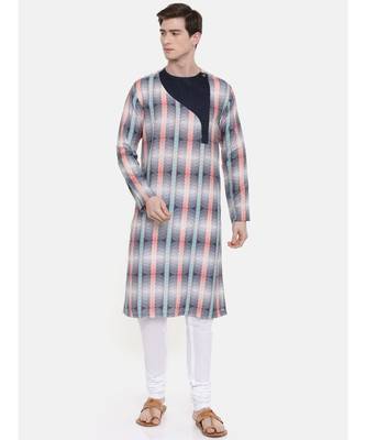 Mayank Modi Geometric Printed Linen Kurta Set 1
