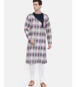 Mayank Modi Geometric Printed Linen Kurta Set