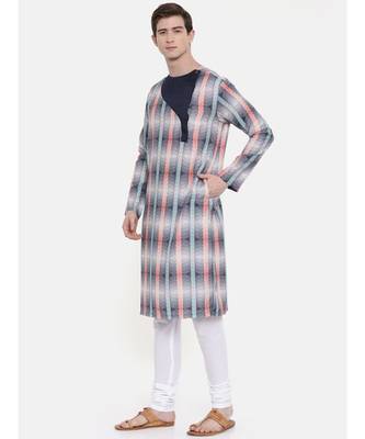 Mayank Modi Geometric Printed Linen Kurta Set 4