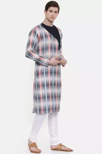Mayank Modi Geometric Printed Linen Kurta Set