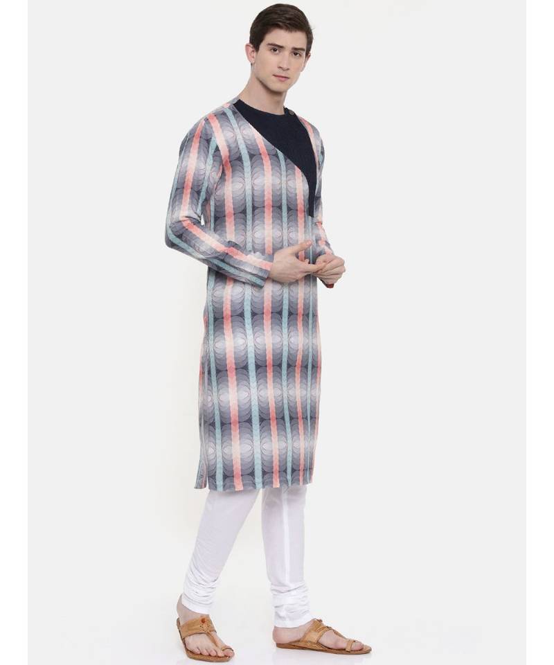 Mayank Modi Geometric Printed Linen Kurta Set