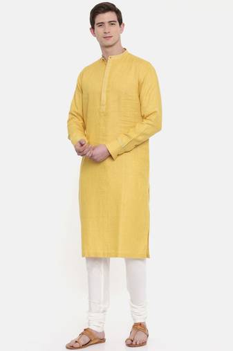Mayank Modi Yellow Linen Kurta Set