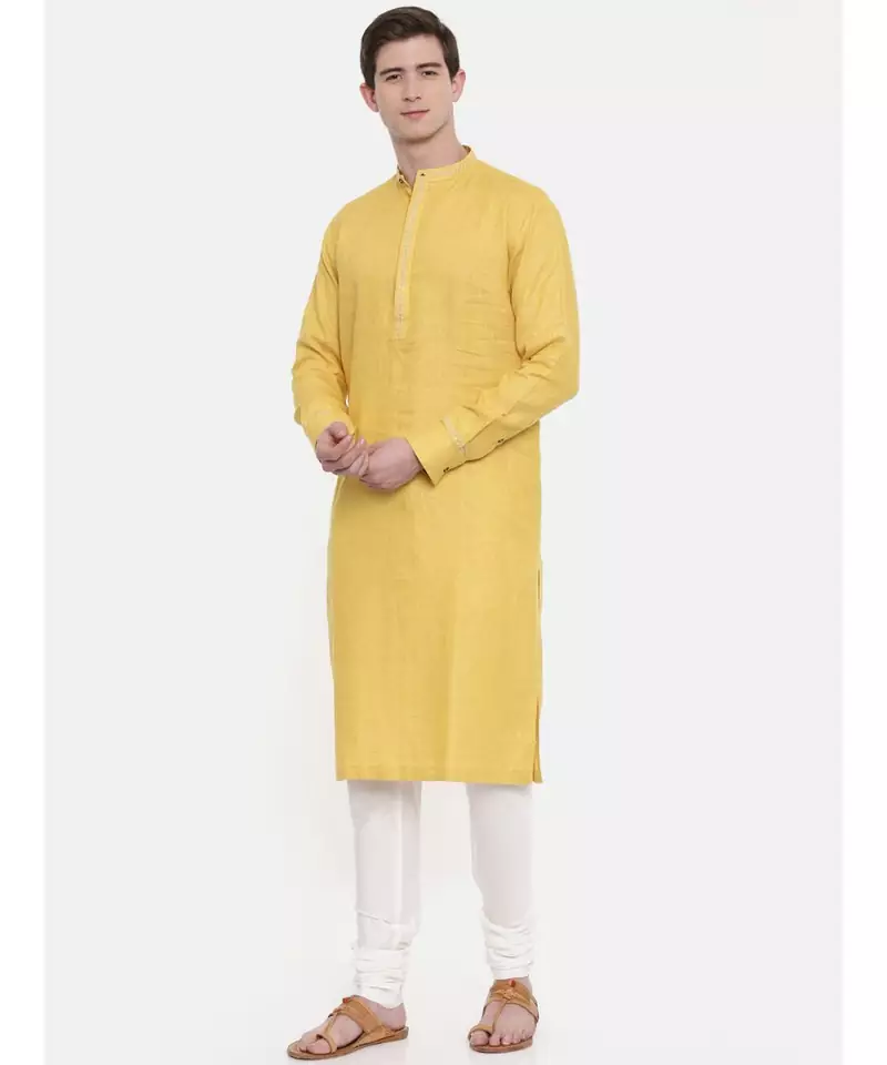 Mayank Modi Yellow Linen Kurta Set