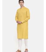 Mayank Modi Yellow Linen Kurta Set