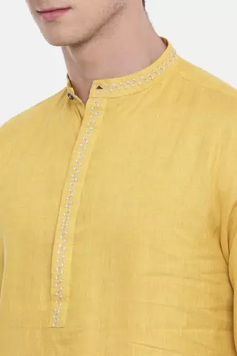 Mayank Modi Yellow Linen Kurta Set