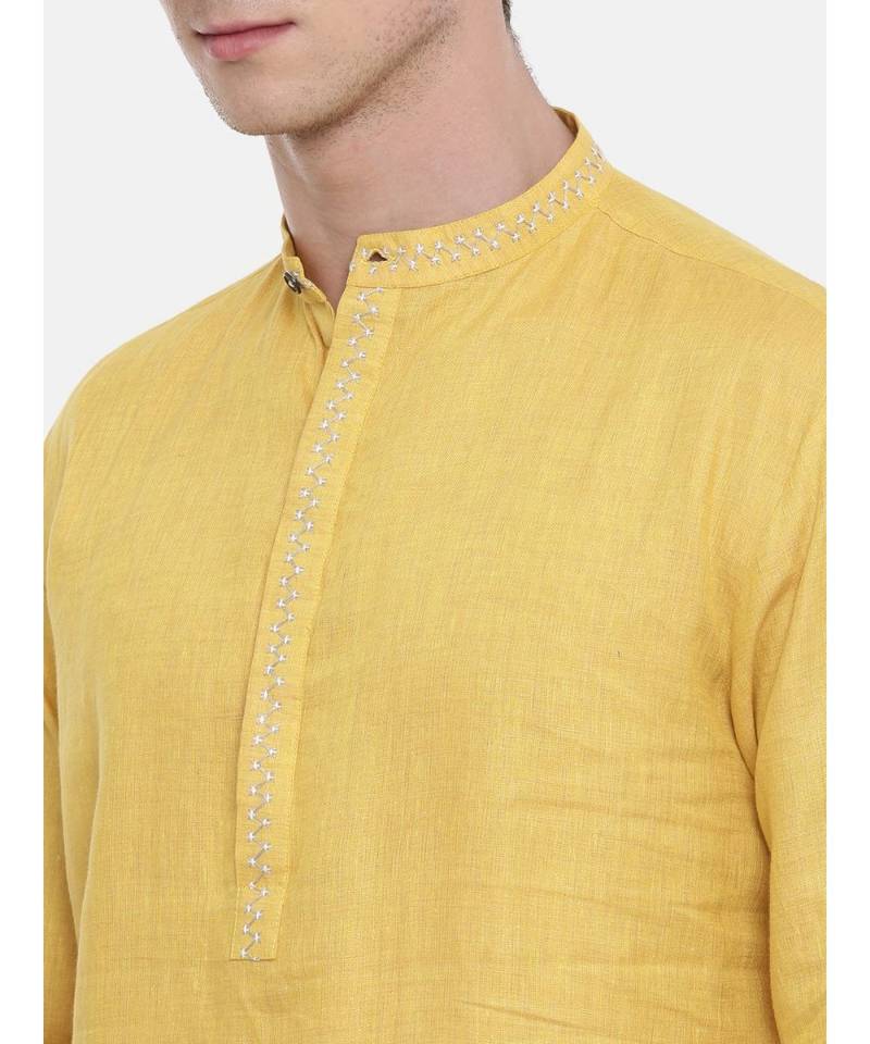 Mayank Modi Yellow Linen Kurta Set