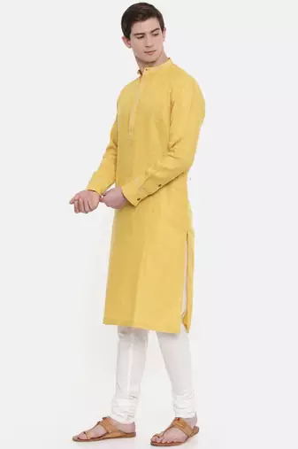 Mayank Modi Yellow Linen Kurta Set