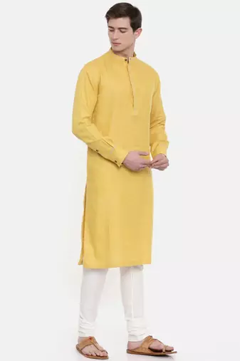 Mayank Modi Yellow Linen Kurta Set