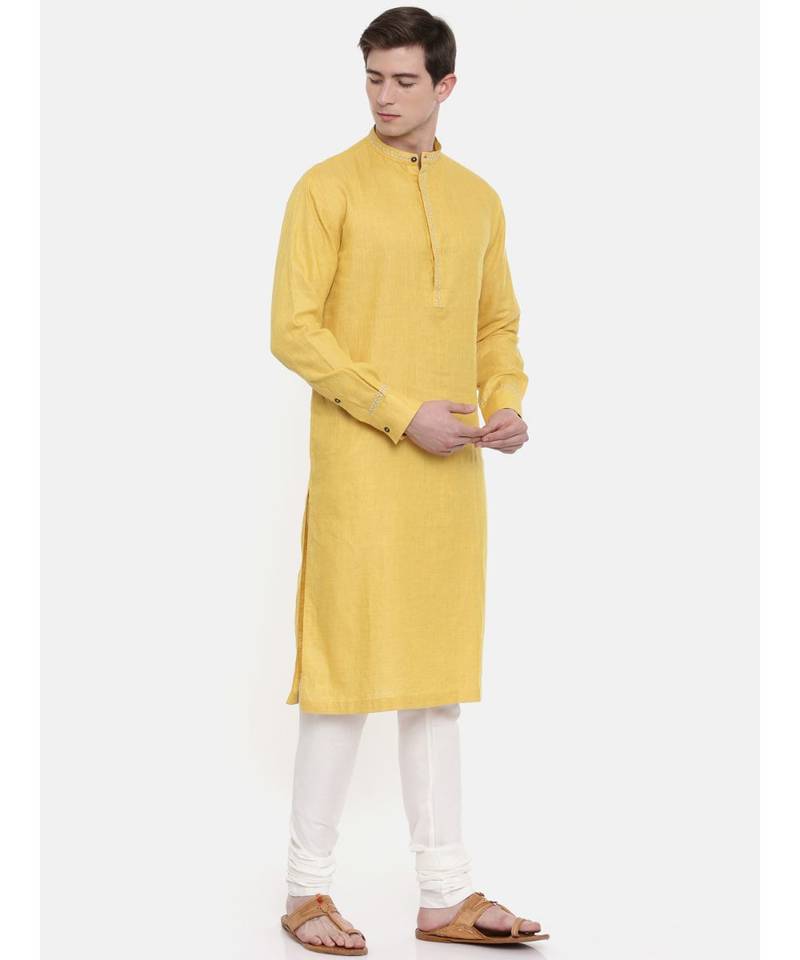 Mayank Modi Yellow Linen Kurta Set