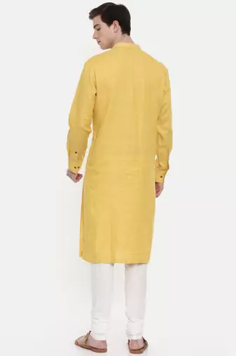 Mayank Modi Yellow Linen Kurta Set