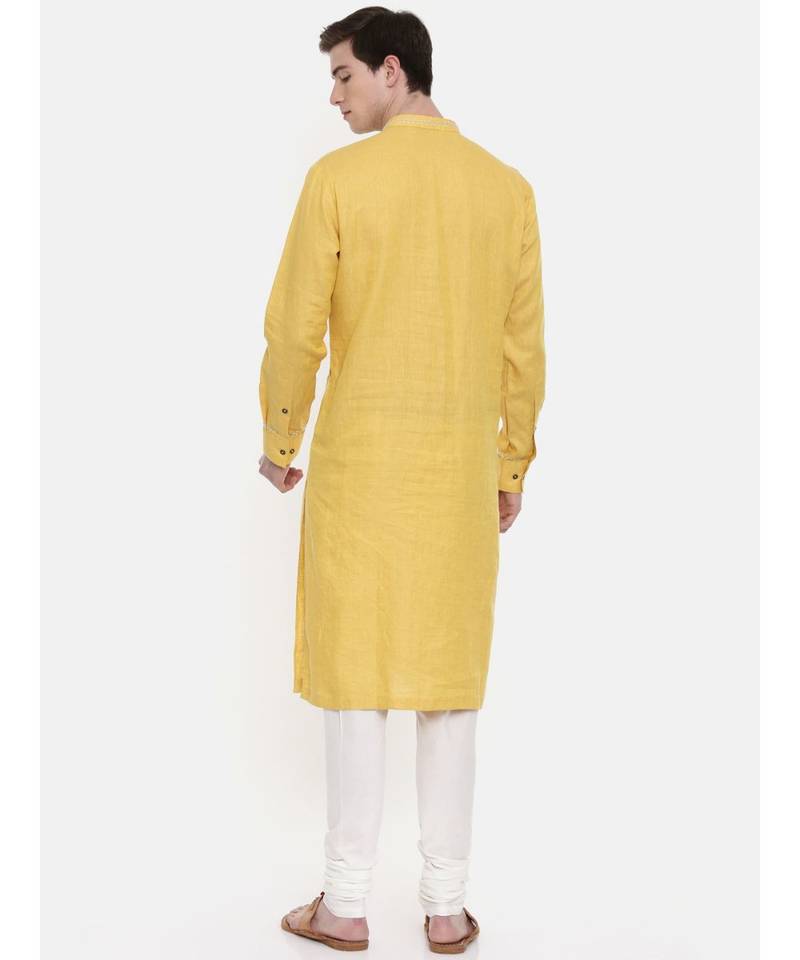 Mayank Modi Yellow Linen Kurta Set