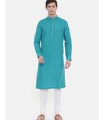 Mayank Modi Aqua Blue Embroidered Kurta Set