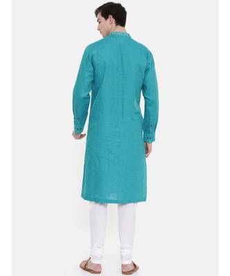 Mayank Modi Aqua Blue Embroidered Kurta Set 5