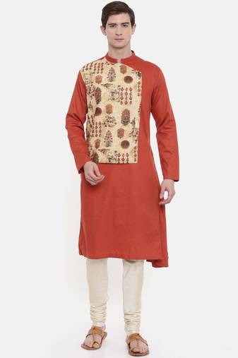 Mayank Modi Orange Printed Kurta Set