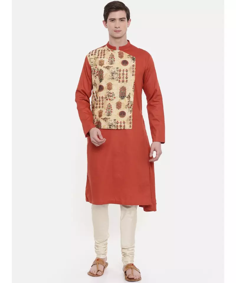 Mayank Modi Orange Printed Kurta Set