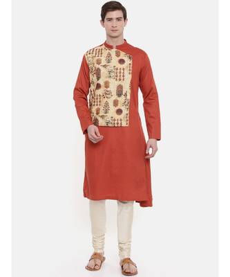 Mayank Modi Orange Printed Kurta Set 1