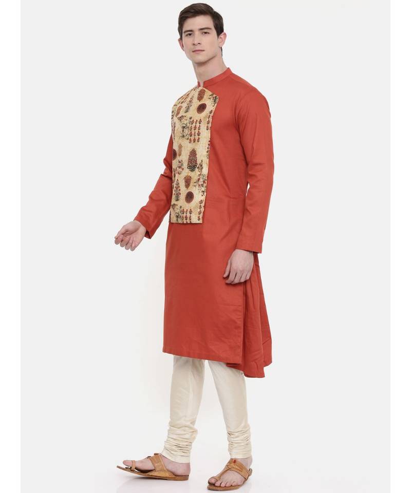 Mayank Modi Orange Printed Kurta Set