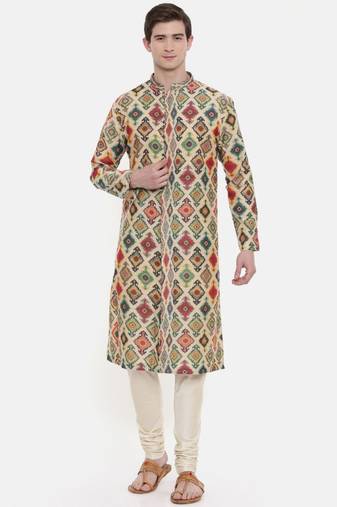 Mayank Modi Chanderi Geometric Printed Kurta Set