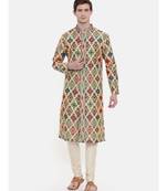 Mayank Modi Chanderi Geometric Printed Kurta Set