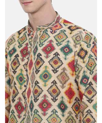 Mayank Modi Chanderi Geometric Printed Kurta Set 2