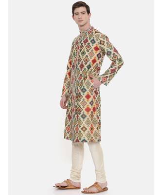Mayank Modi Chanderi Geometric Printed Kurta Set 3