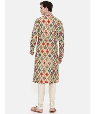 Mayank Modi Chanderi Geometric Printed Kurta Set 5